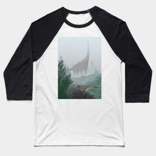 Dinosaurs in fog art print Baseball T-Shirt